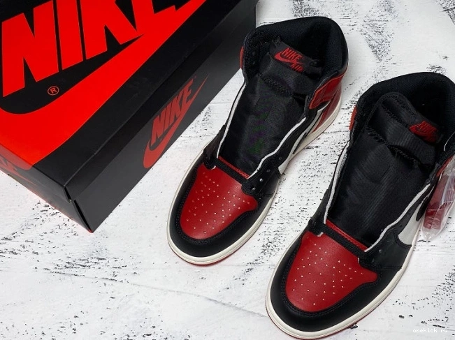Rep Onekick Retro 1 High Jordan Toe 555088-610 Air Bred OG 0706
